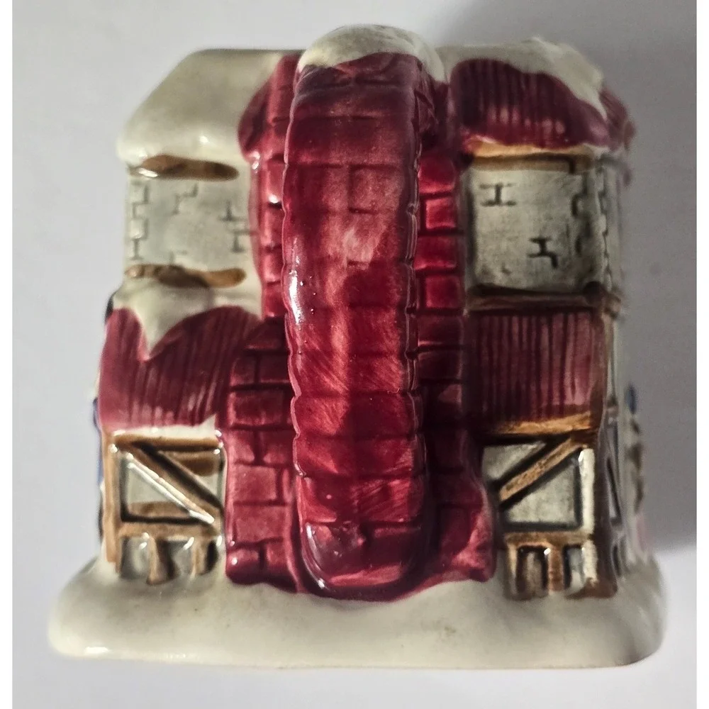 Fitz and Floyd Vintage Ceramic Christmas Cottage Creamer Pitcher Winter Village